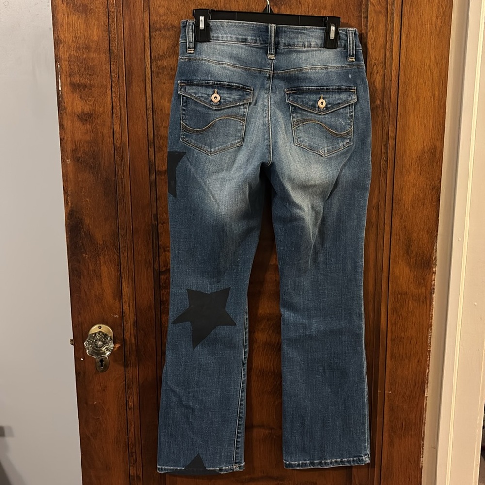 Hand Painted Stars Levi Curvy Bootcut Blue Jeans Size 4 Short - Picture 3 of 11